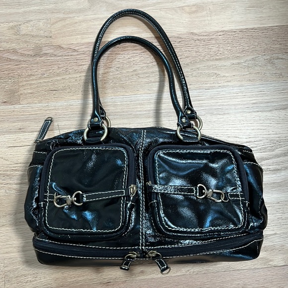 Hype Handbags - Hype shiny black leather bag